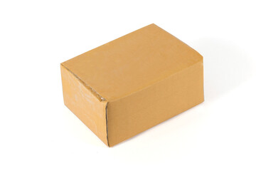 Boxes for used parcel delivery packaging on white background