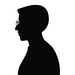 Old woman silhouette vector, black and white people.