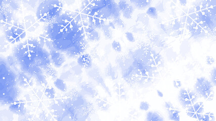 Winter blue background with snowflakes. Vector Illustration. Merry Christmas and Happy New Year greeting card design with white snow on blue background.