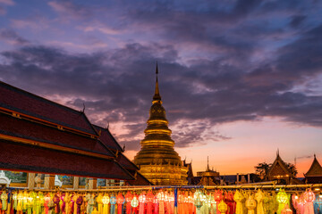 Lantern festival at Wat Phra That Hariphunchai