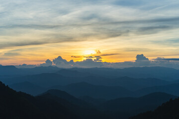 Sunset at Samoeng view point, Chiangmai, Thailand