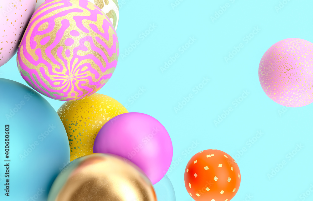 Aufkleber abstract holiday background with fancy geometric balloons. 3d render.