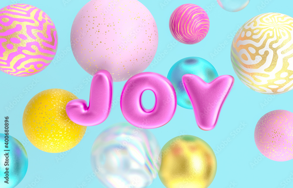 Aufkleber christmas and happy new year background with fancy geometric balloons. 3d render.