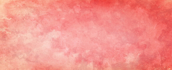 Orange and pink background with watercolor painted texture and distressed vintage grunge stains, old pastel peach and soft light red watercolor paint on paper