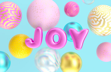 Christmas and Happy new year background with fancy geometric balloons. 3d render.