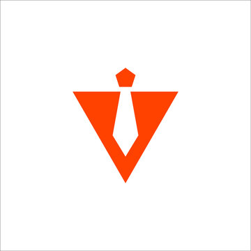 V with tie logo design
