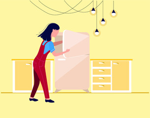 Woman at the open refrigerator