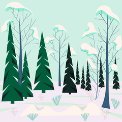 Winter landscape. Vector illustration