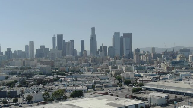 Los Angeles Downtown Financial District and Historic Core Aerial R California USA