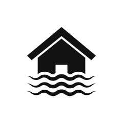 Flooded home icon design isolated on white background. Vector illustration