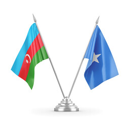 Somalia and Azerbaijan table flags isolated on white 3D rendering 