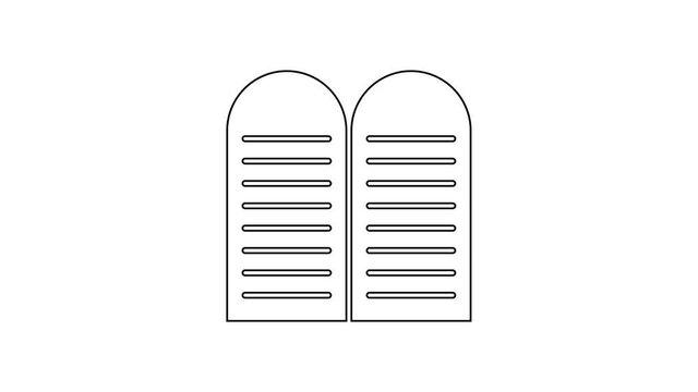 Black line The commandments icon isolated on white background. Gods law concept. 4K Video motion graphic animation