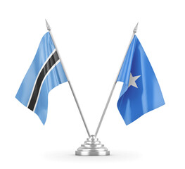 Somalia and Botswana table flags isolated on white 3D rendering 