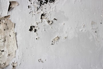 A white, dilapidated wall, ruined by time.