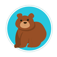 Cartoon bear on isolated background, cute vector illustration in flat style for childish design
