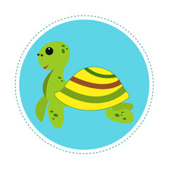 
Cartoon turtle on isolated background, cute vector illustration in flat style for kids design