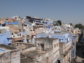 Jodhpur, Rajasthan, India, October 11, 2019: Blue City &ndash; 
 Houses painted blue, with a purplish hue, are what give Jodhpur its nickname, the Blue City. 
