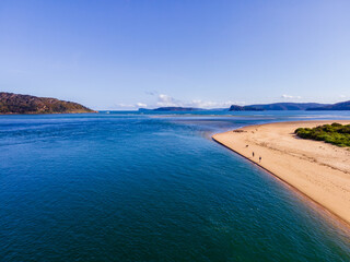 Afternoon beach flight over the channel