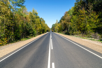 Asphalt road or highway with road markings