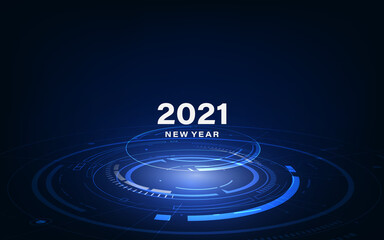 Fototapeta premium Modern futuristic technology template for 2021. New year 2021 in style HUD,GUI, UX. Futuristic background for your design.