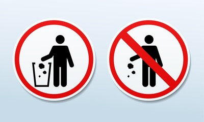 Do not litter sign. Keep it clean. Throw garbage in its place. Illustration vector