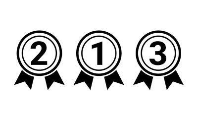 Obraz premium Set of medal icon. First, second and third winner. Event winner prizes. Illustration vector