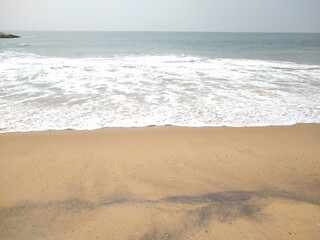 Fototapeta na wymiar Waves on the beach seascape view, Kurumpanai beach in Tamilnadu, India