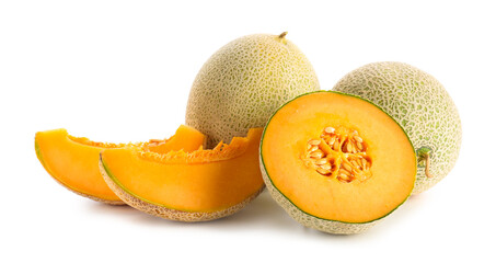Sweet ripe melons on white background