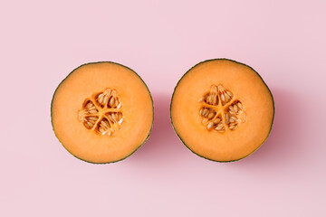 Sweet cut melon on color background