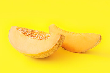 Sweet cut melon on color background