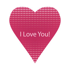 Pink heart shape with led lighting and love message,  romantic greeting card, flat design, vector illustration.