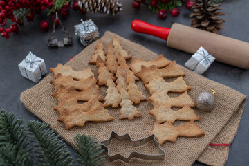 Spekulatius, typical german christmas cookies on a festive table