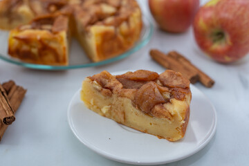 apple ricotta pie with cinnamon on a table