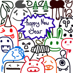 Banner happy new year  pattern fun