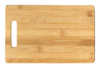 Bamboo cutting board isolated on white background