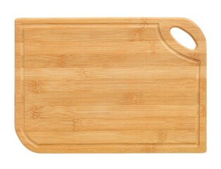 Bamboo cutting board isolated on white background