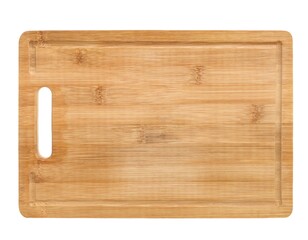 Bamboo cutting board isolated on white background
