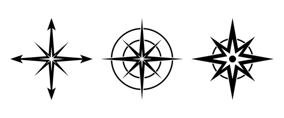 Black compass illustration symbol set