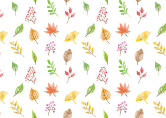 紅葉_模様_水彩_シームレス