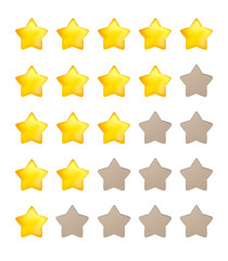 丸みを帯びた星、立体的な星、グラデーションを付けた星