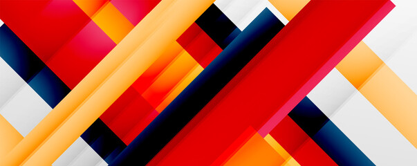 Geometric abstract backgrounds with shadow lines, modern forms, rectangles, squares and fluid gradients. Bright colorful stripes cool backdrops