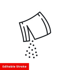 Packet soluble powder icon, open paper sachet, soluble medication, thin line web symbol on white background - editable stroke vector illustration. EPS 10