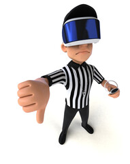 Fun 3D Illustration of a referee with a VR Helmet