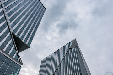 Fototapeta na wymiar Exterior of modern architecture on a cloudy day.