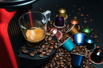 Obraz na płótnie Canvas Abstract and conceptual of home coffee espresso machine.