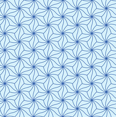 Japanese Curl Line Hexagon Star Vector Seamless Pattern
