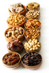 Dried fruits and mixed nuts. Healthy foods.