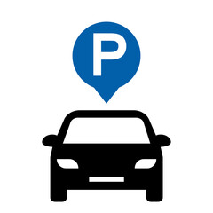 Flat parking icon for banner design. Information icon vector. Blue image on white backdrop. Blue background. Parking lot.
