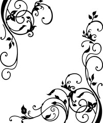 angular floral pattern with monograms, swirls and leaves