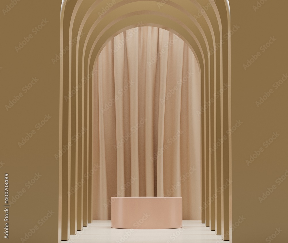 Poster 3d rendering of earth tones minimal displays podium or pedestal for mock up and products presentatio